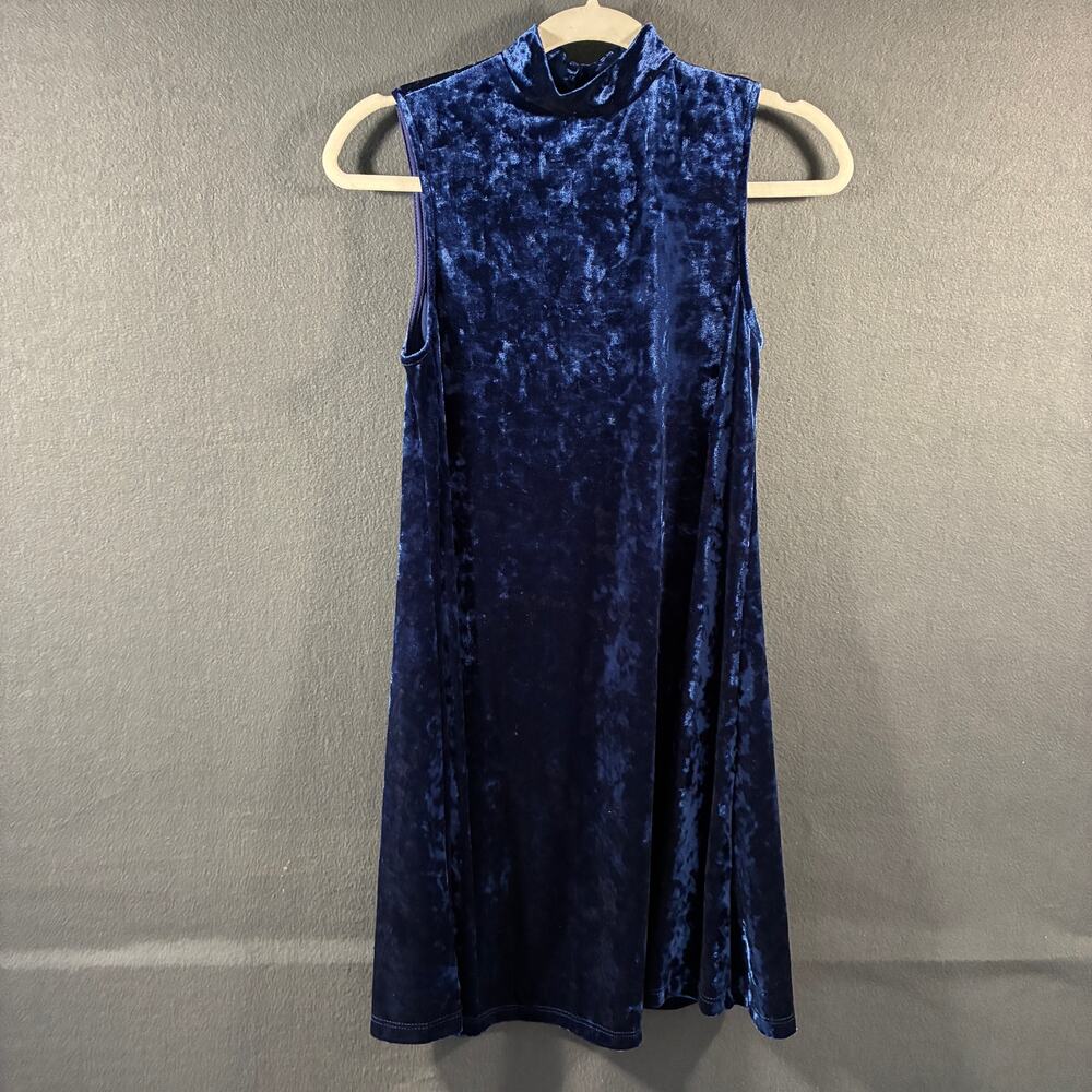 mod cloth women mini dress small blue crushed velvet fairy grunge whimsigoth